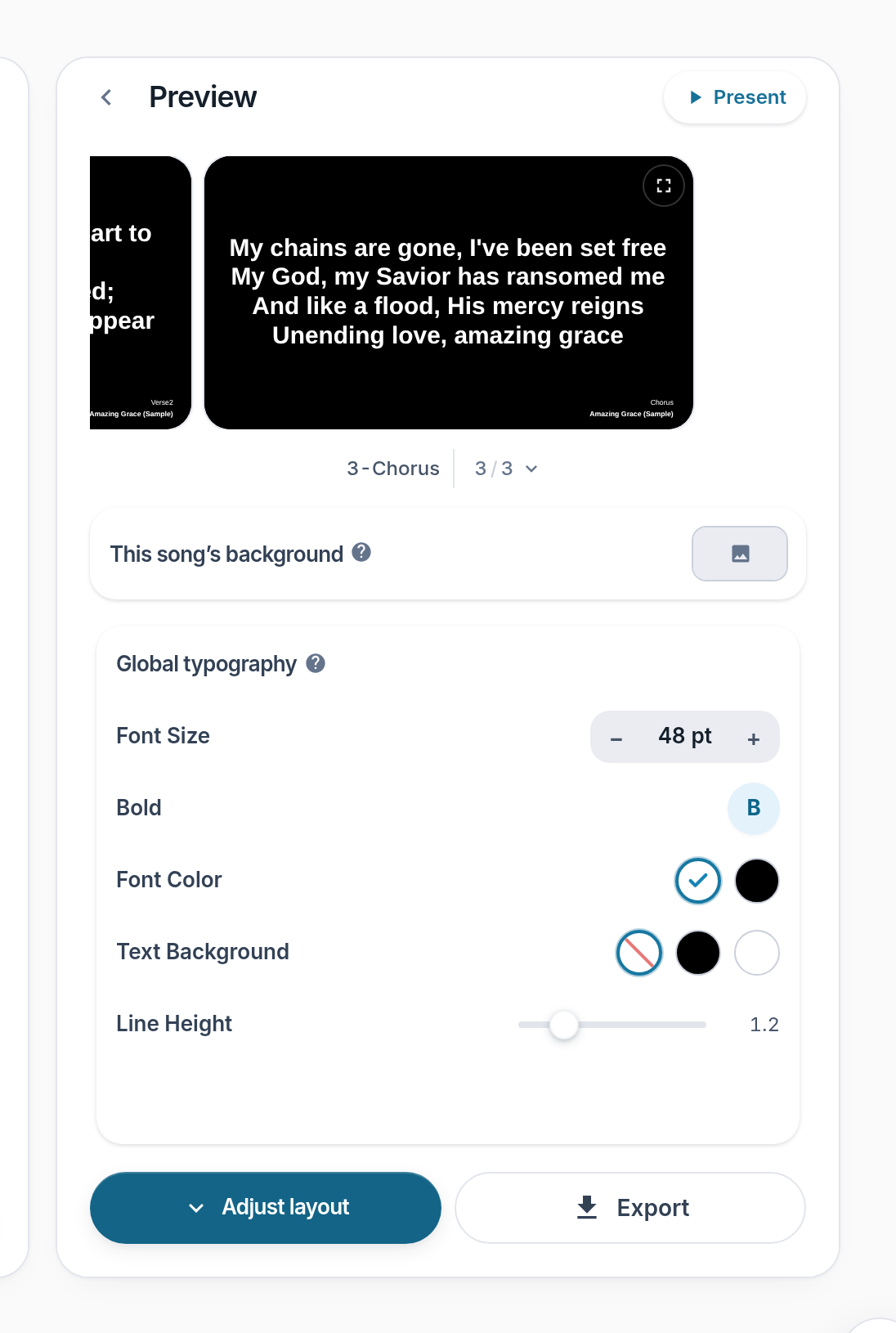 Screenshot of the Lyslide screen for “Preview and check every slide”