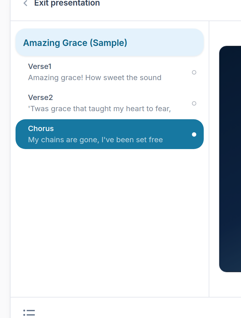 Screenshot of the Lyslide screen for “Jumping around during the service”